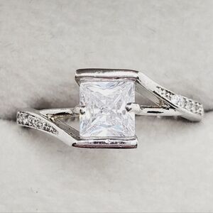 Princess Cut Solitaire Bypass Ring